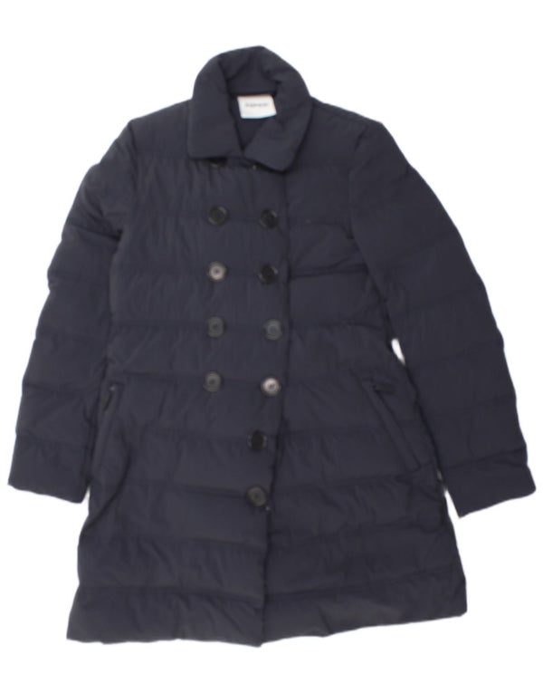 Aspesi Manteau matelassé à double boutonnage pour femme UK 10 Small Bleu marine Polyamide