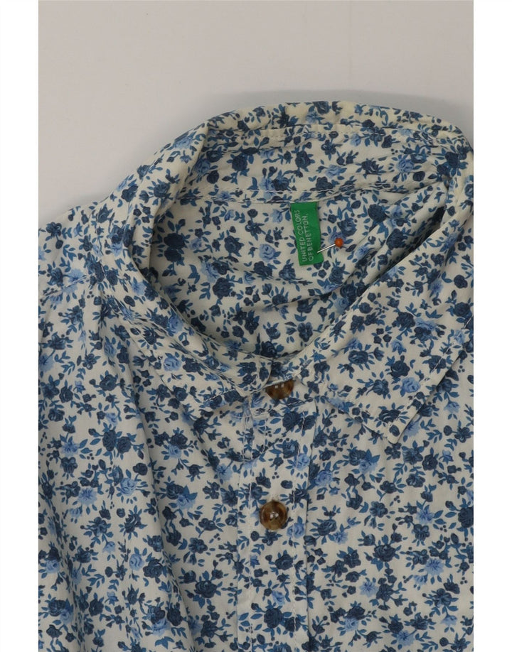 BENETTON Chemise Homme Petit Bleu Floral