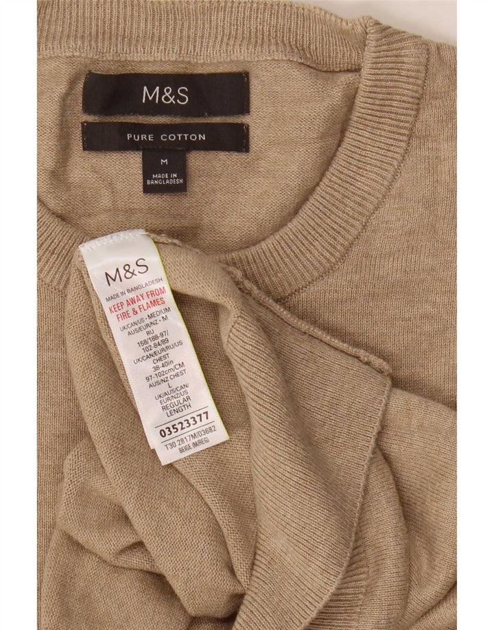 Marks & Spencer Pull col rond homme en coton beige moyen