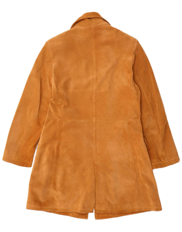 vintage Femme Suède Pardessus IT 42 Cuir Beige Moyen