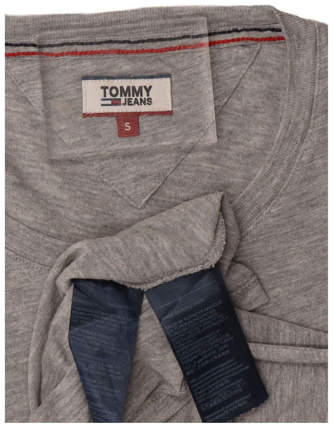 TOMMY HILFIGER T-shirt graphique surdimensionné pour femme UK 10 Small Gris