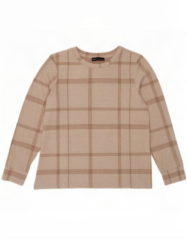 Marks & Spencer Haut à manches longues pour femme UK 12 Medium Off White Check