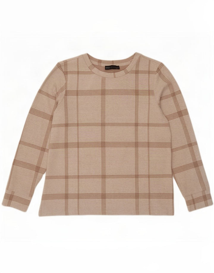 Marks & Spencer Haut à manches longues pour femme UK 12 Medium Off White Check