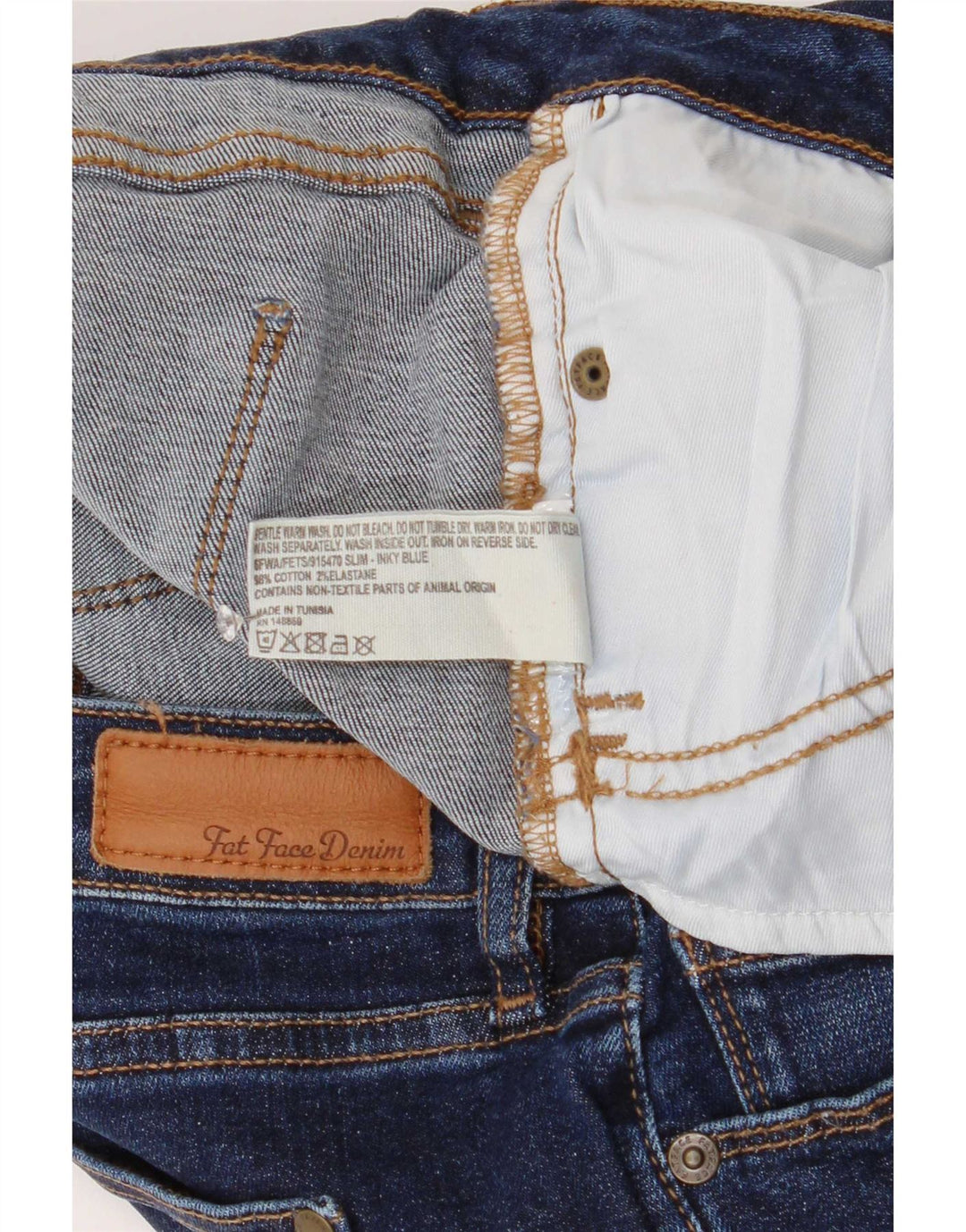 Fat Face Jean Droit Femme W28 L27 Bleu Coton
