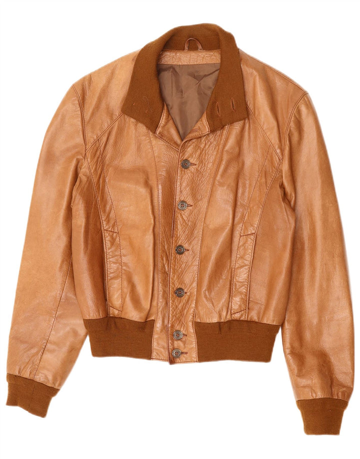 VINTAGE Veste Bomber Crop Homme UK 36 Petit Colorblock Marron