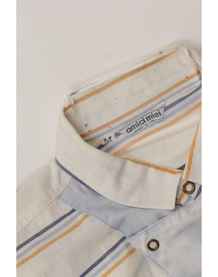 vintage Chemise pull à manches courtes pour hommes Rayé blanc moyen