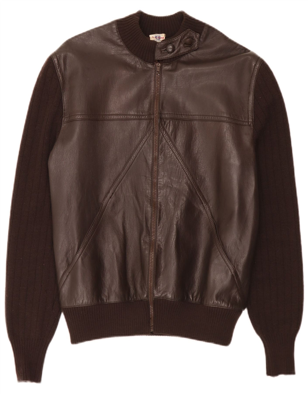 veste en cuir tricoté femme vintage IT 44 Brun moyen
