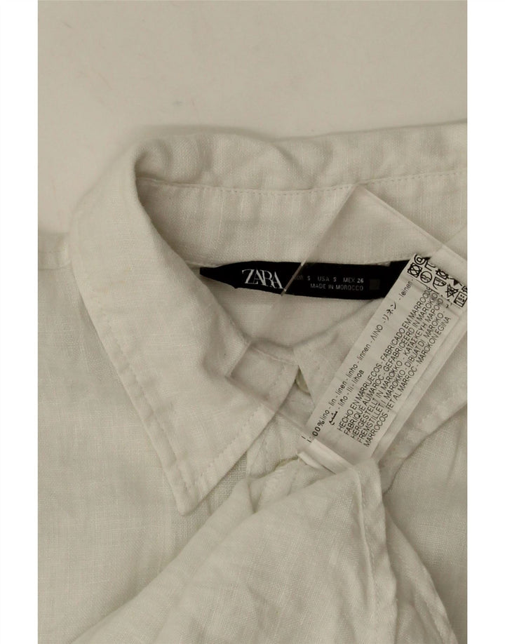 Zara Chemise surdimensionnée pour femme UK 10 Petit lin blanc