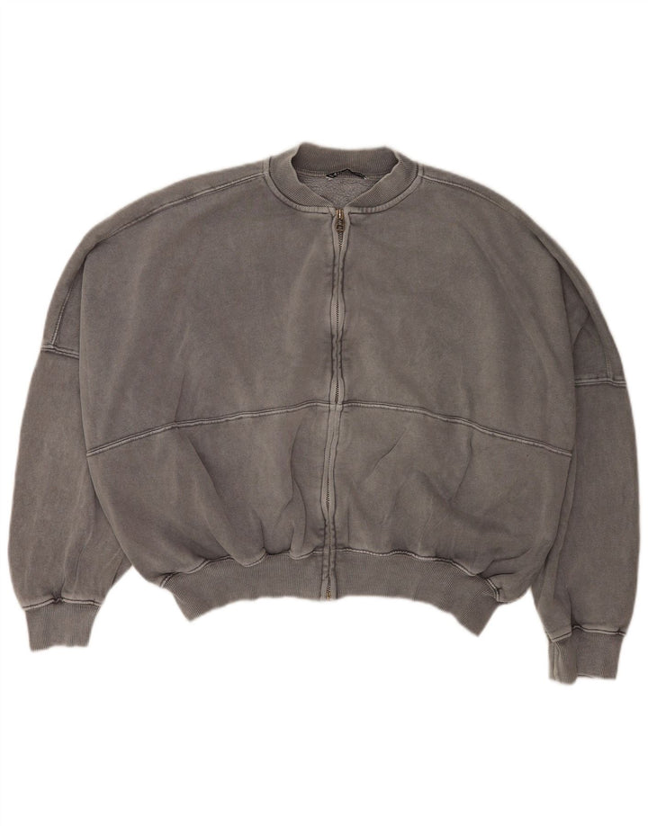 Zara Veste de survêtement surdimensionnée pour femme UK 10 Petit coton gris