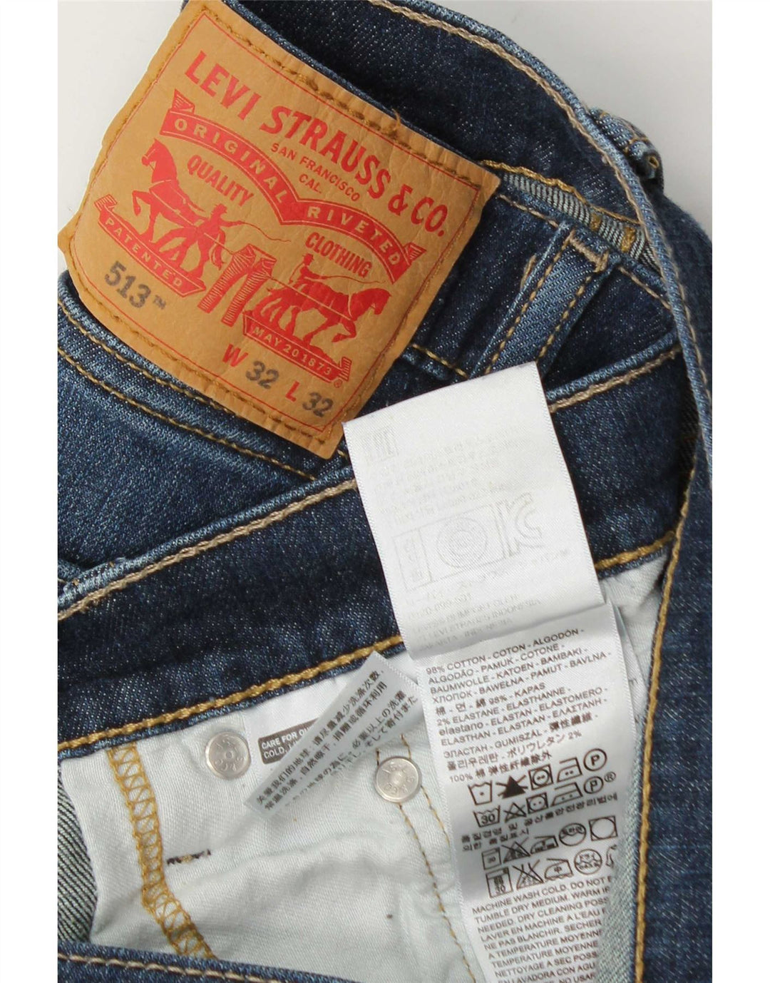 Levi's Jean Droit 513 Homme Bleu W32 L32 Coton