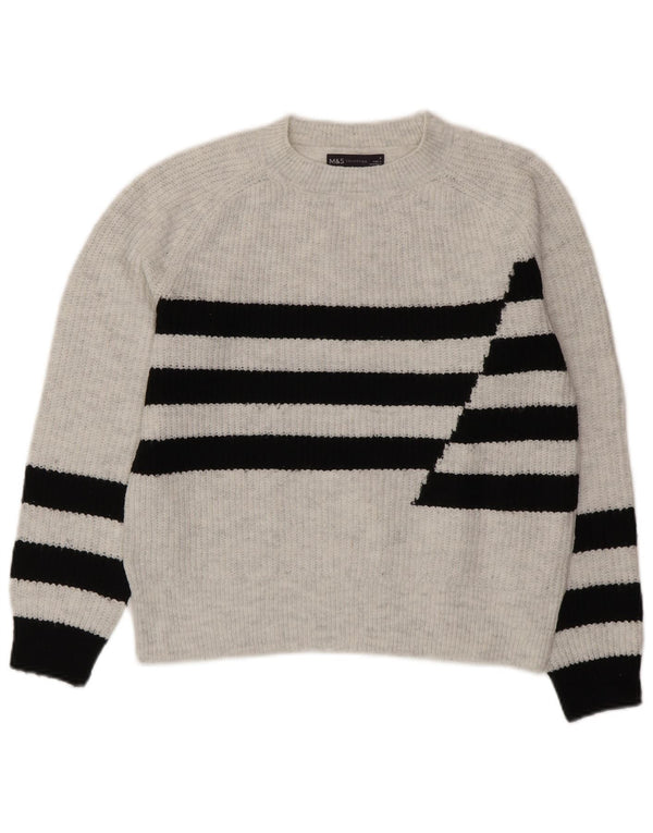 Marks & Spencer Pull ras du cou pour femme UK 10 Petit gris rayé