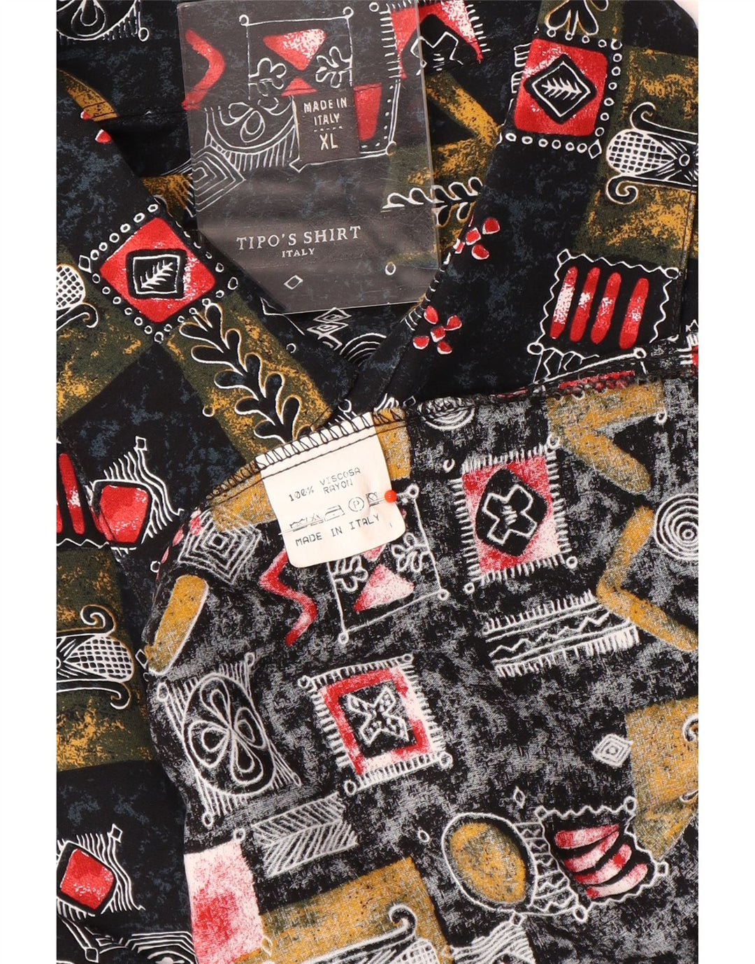 Tipo' S Chemise Manches Courtes Homme XL Noir Patchwork Viscose