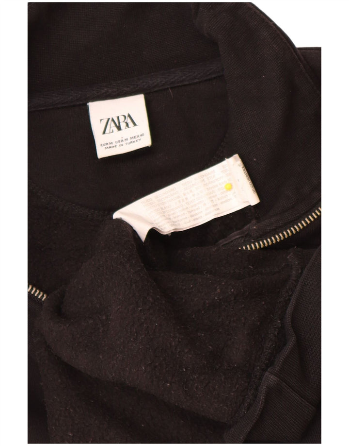 Zara Sweat-shirt à col zippé pour homme en coton noir moyen