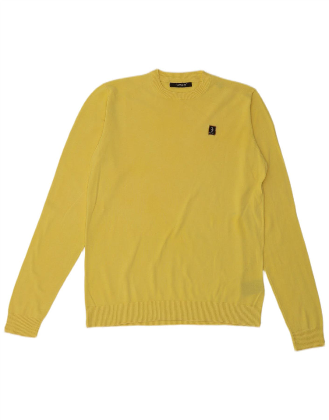 Refrigue Pull Col Rond Homme Jaune Moyen Coton