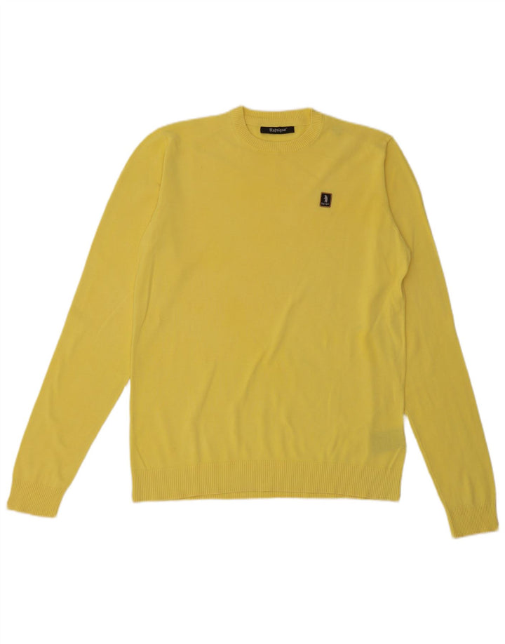 Refrigue Pull Col Rond Homme Jaune Moyen Coton