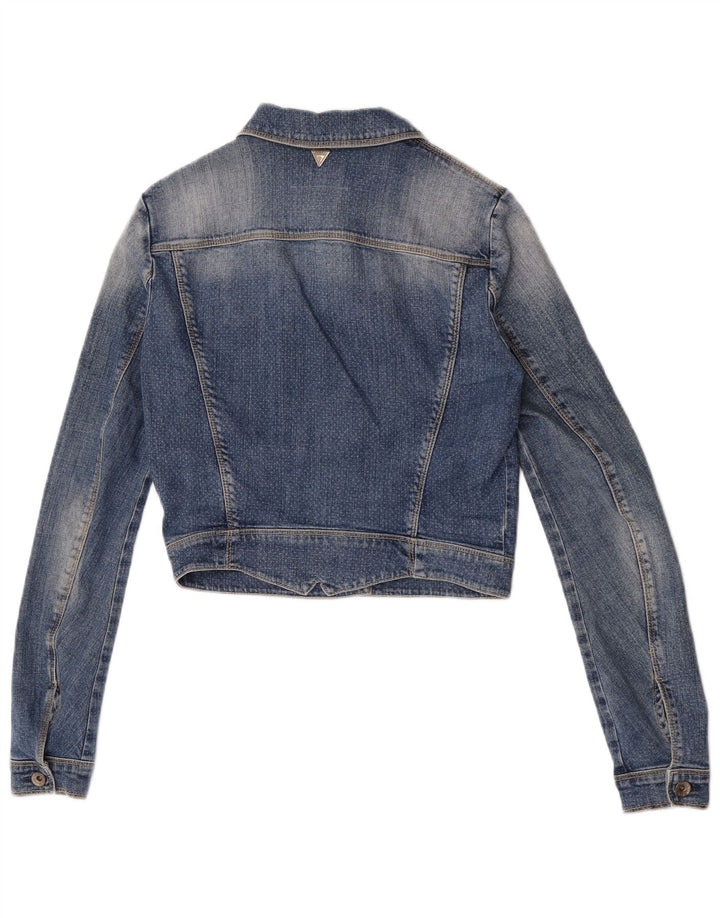 Guess Veste en jean courte pour femme UK 6 XS Bleu Coton