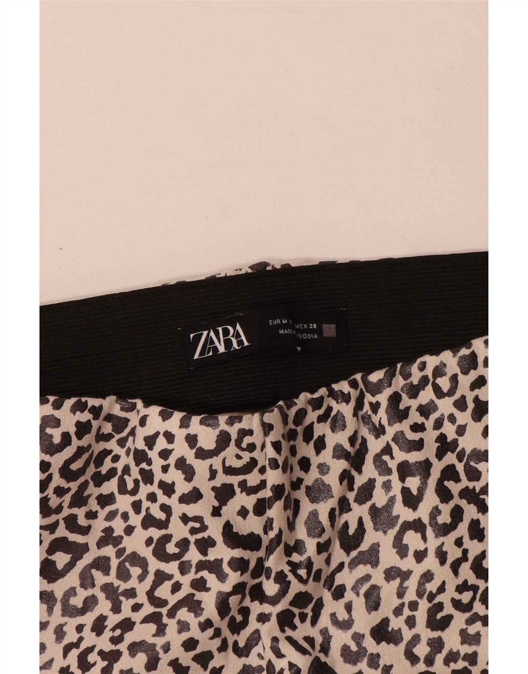 Zara Leggings Femme UK 12 Polyester Imprimé Animal Beige Moyen
