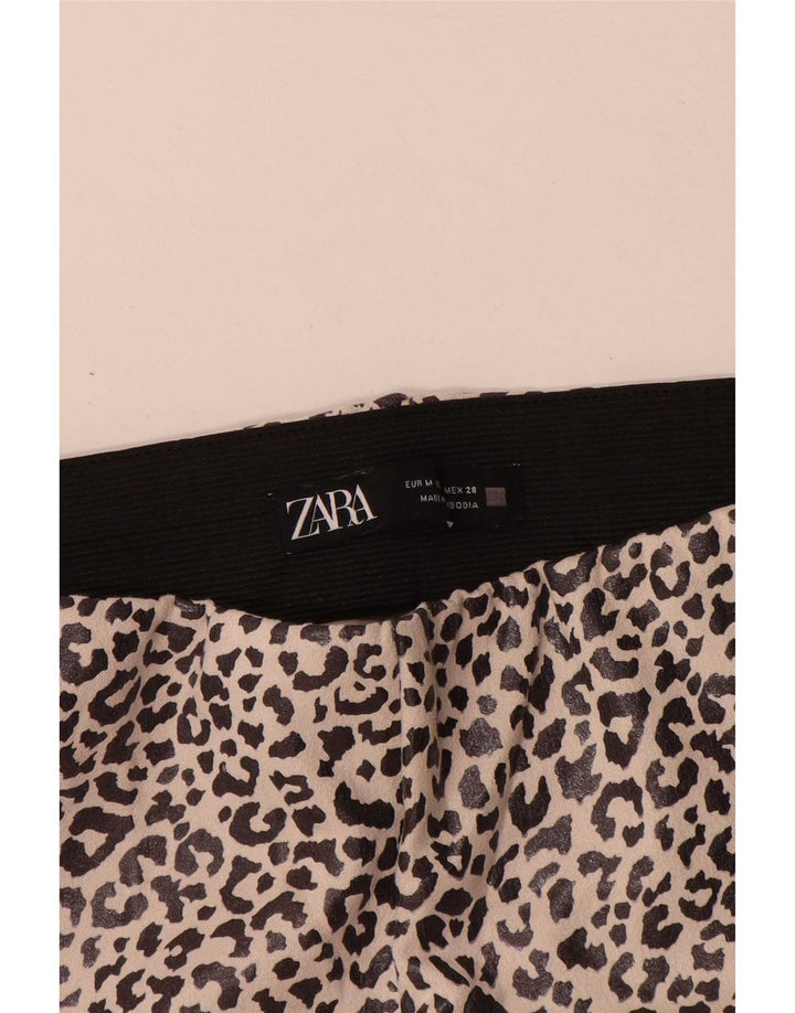 Zara Leggings Femme UK 12 Polyester Imprimé Animal Beige Moyen
