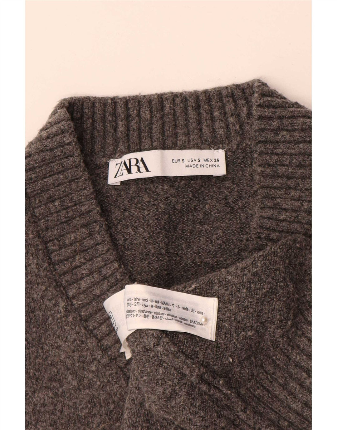 Zara Womens Crop Vest Débardeur UK 10 Petite Laine Grise