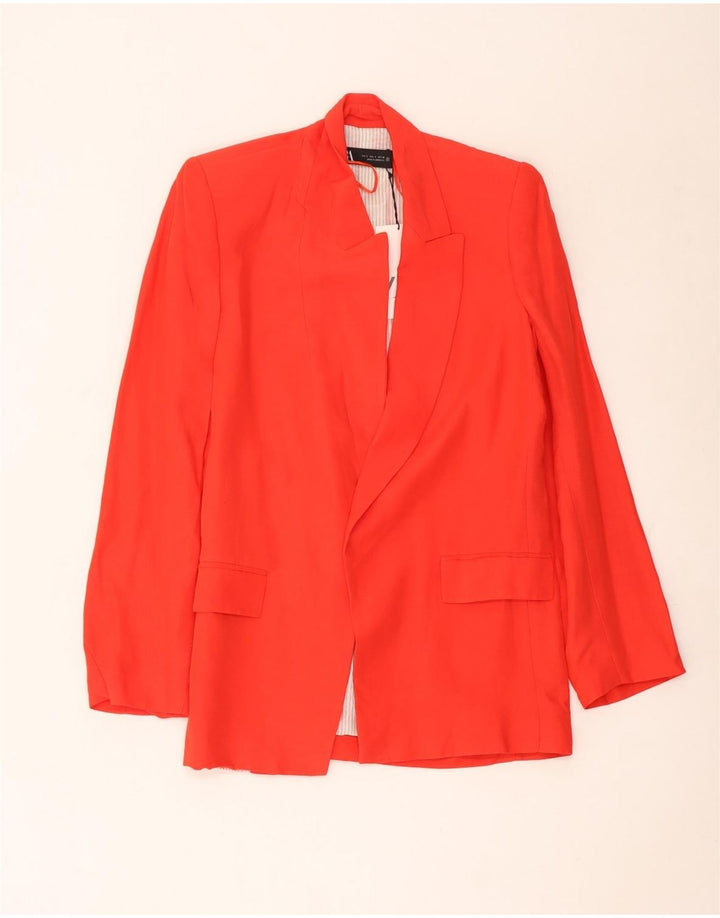 Zara Veste blazer coupe ample pour femme UK 10 Petite viscose rouge
