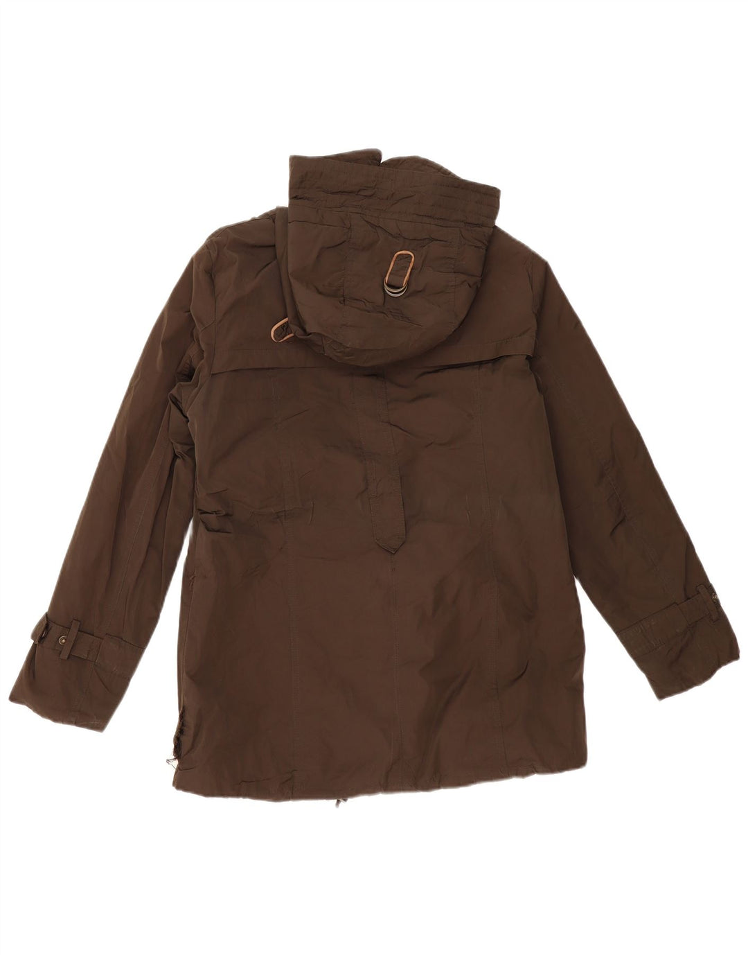 MASSIMO DUTTI Veste coupe-vent à capuche pour femme UK 14 Coton kaki moyen