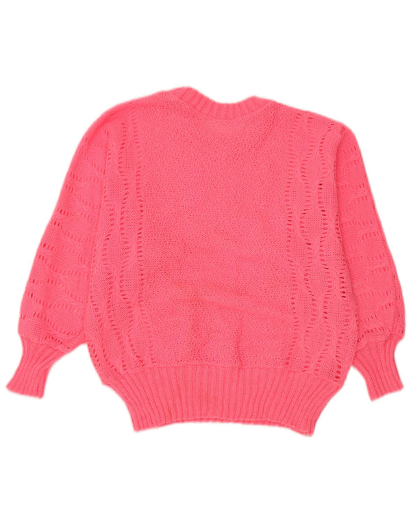 vintage Womens Boat Neck Jumper Pull UK 16 Grand Rose