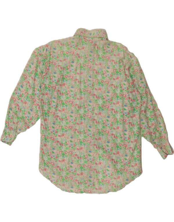 BENETTON Chemise Femme UK 10 Petit Coton Floral Multicolore