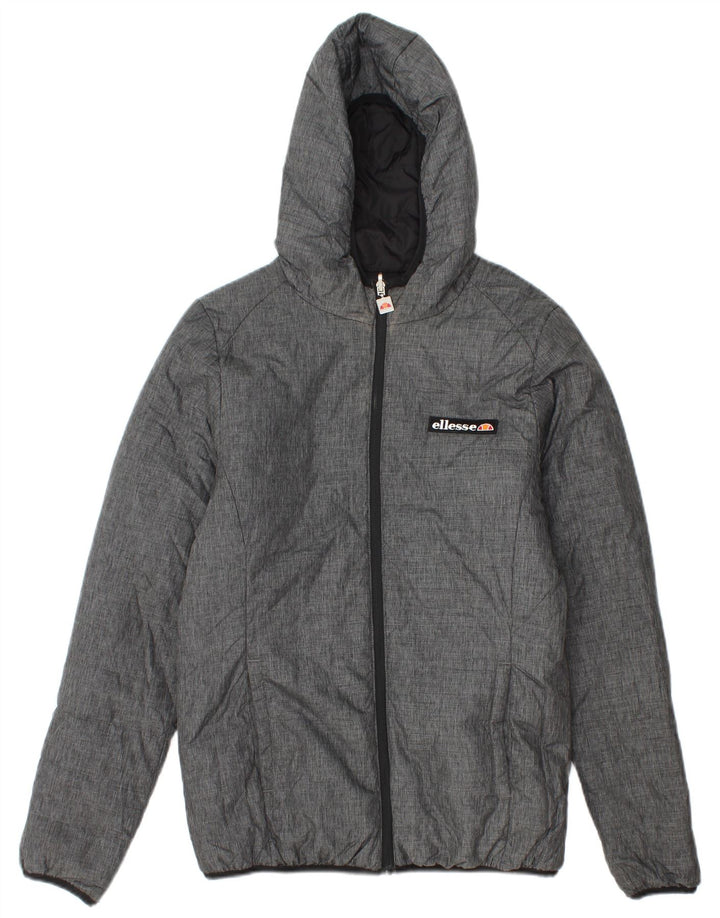 Ellesse Veste matelassée réversible à capuche surdimensionnée pour femme UK 10 Small Gris