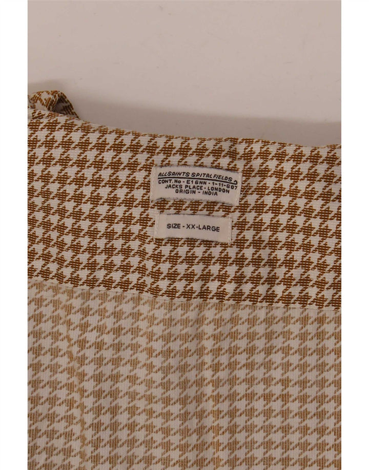 All Saints Chemise en flanelle pour homme 2XL Beige Pied-de-poule