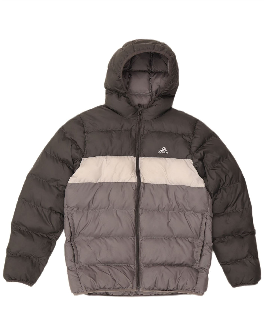 Adidas Veste matelassée à capuche pour garçon 13-14 ans Gris Colorblock Polyester