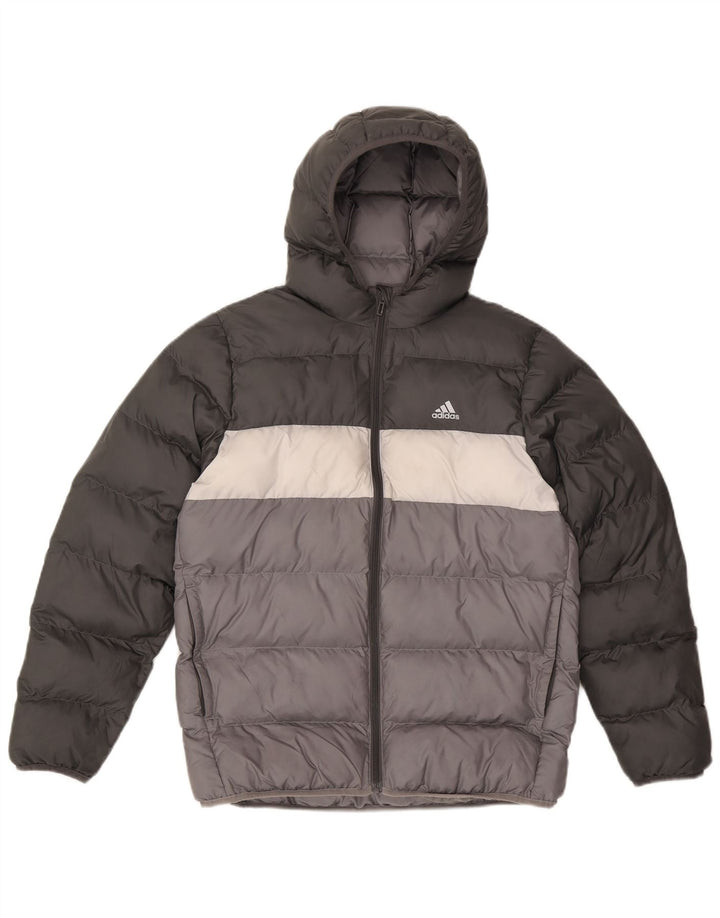 Adidas Veste matelassée à capuche pour garçon 13-14 ans Gris Colorblock Polyester