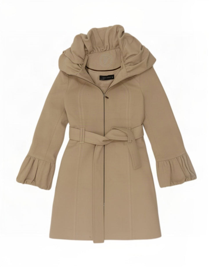 Zara Femme Trench Coat UK 10 Petite Laine Grise