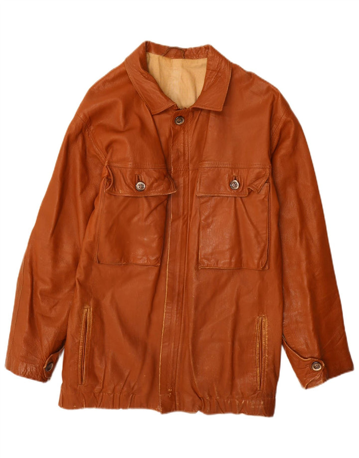 Veste en cuir homme vintage UK 36 Petit cuir marron