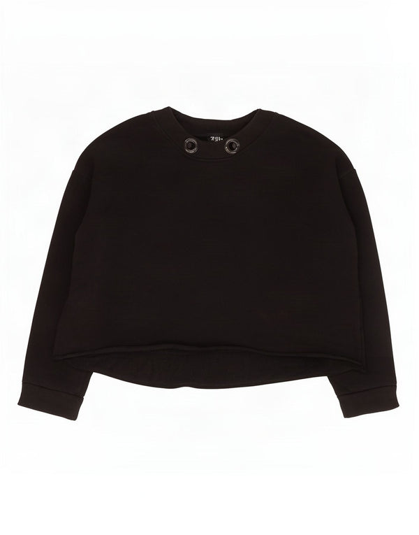 Zara Sweat-shirt surdimensionné pour femme UK 10 Petit coton noir