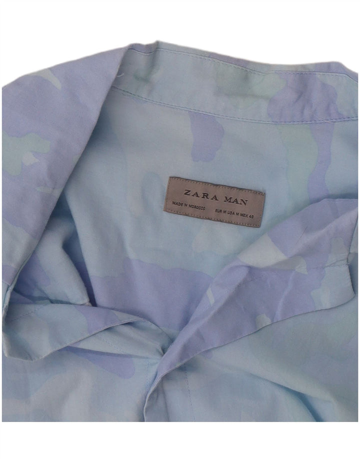 Zara Chemise À Manches Courtes À Motif Abstrait Homme Bleu Moyen
