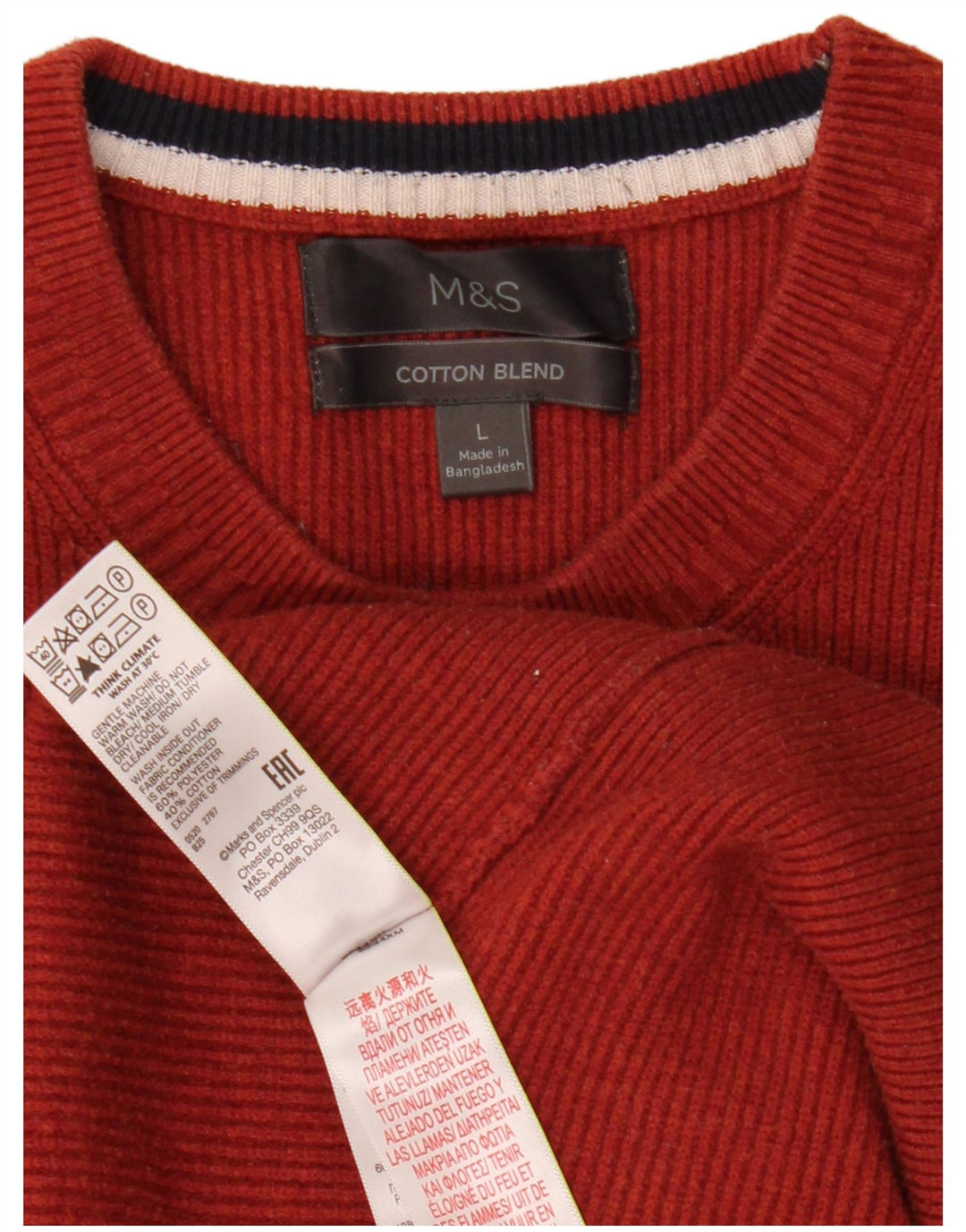 Marks & Spencer Pull à col rond pour homme en polyester orange Taille L
