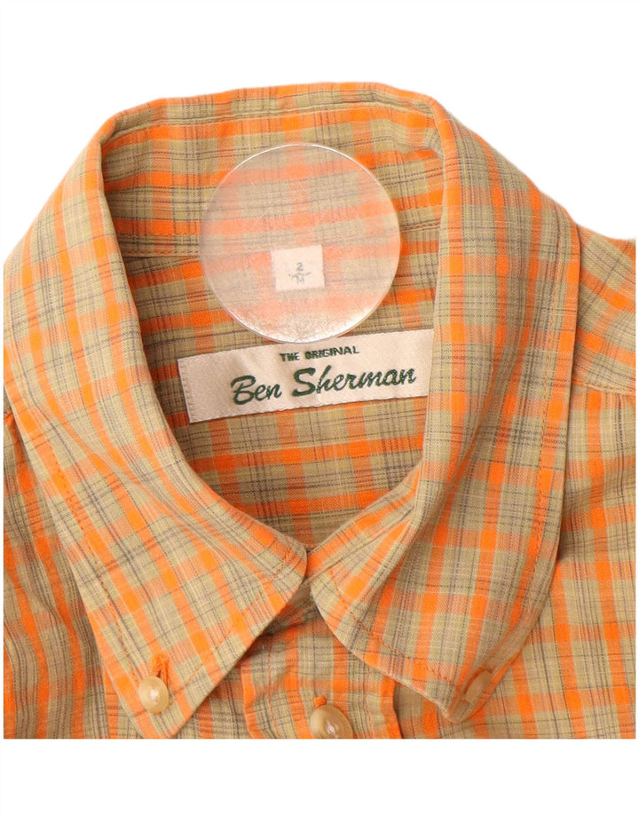 BEN SHERMAN Chemise à manches courtes homme à carreaux orange moyen