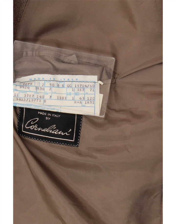 Corneliani Veste blazer croisée pour homme IT 50 à carreaux marron