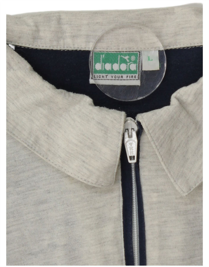 DIADORA Polo Graphique Homme Large Bleu Marine Colorblock Coton