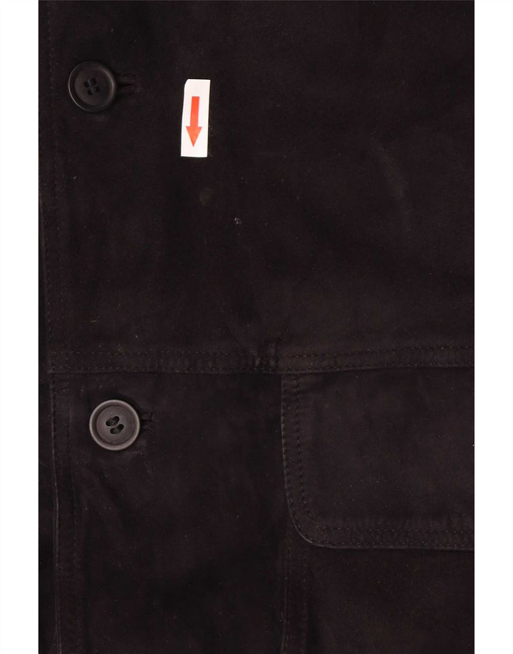 vintage Mens Suede Bomber Jacket IT 56 3XL Cuir Noir
