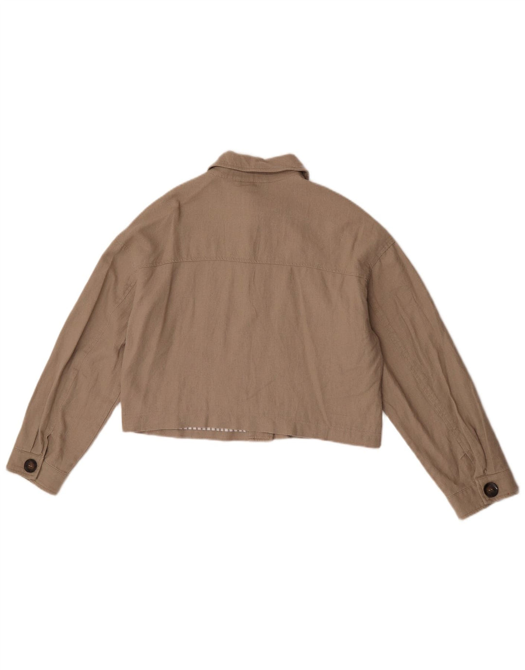 Zara Womens Crop Oversize Bomber Jacket UK 10 Petit Lin Beige