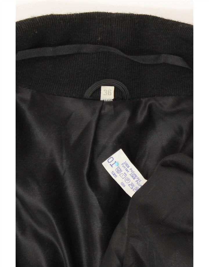 vintage Femmes Ouvert Surdimensionné Blazer Veste EU 36 Petit Gris Rayé