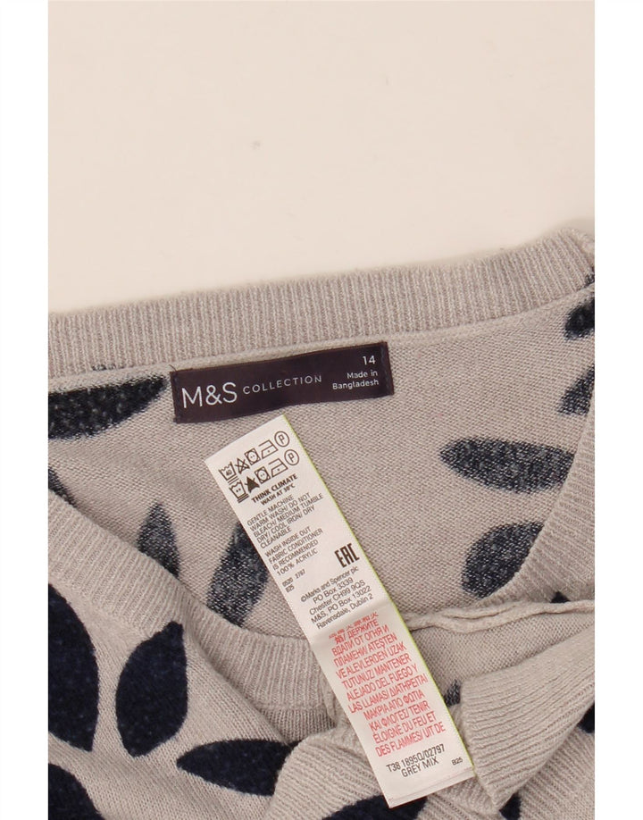 Marks & Spencer Pull col bateau pour femme UK 14 Large Gris