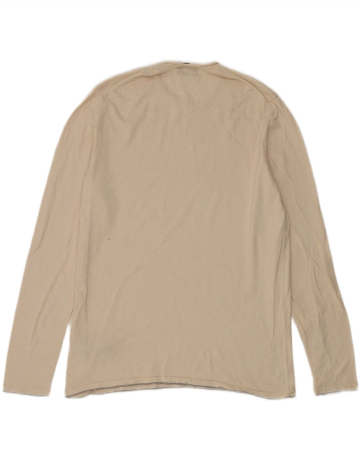 Massimo Dutti Femme Top Manches Longues UK 18 XL Beige Coton