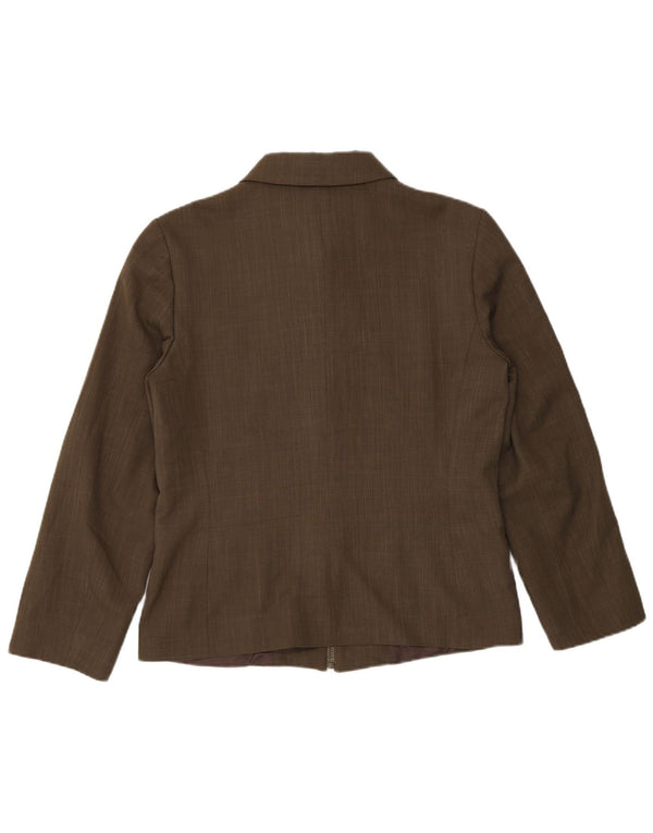 Zara Veste blazer zippée pour femme EU 40 Medium Kaki Polyester