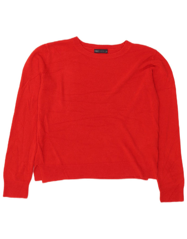 Marks & Spencer Pull court à col rond pour femme Rouge moyen UK 12