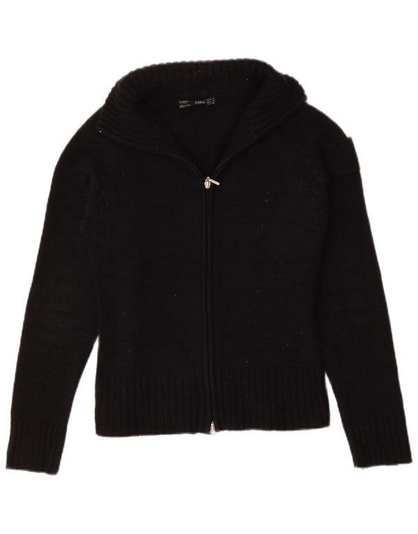 Zara Femme Cardigan Pull UK 12 Moyen Bleu Marine Acrylique