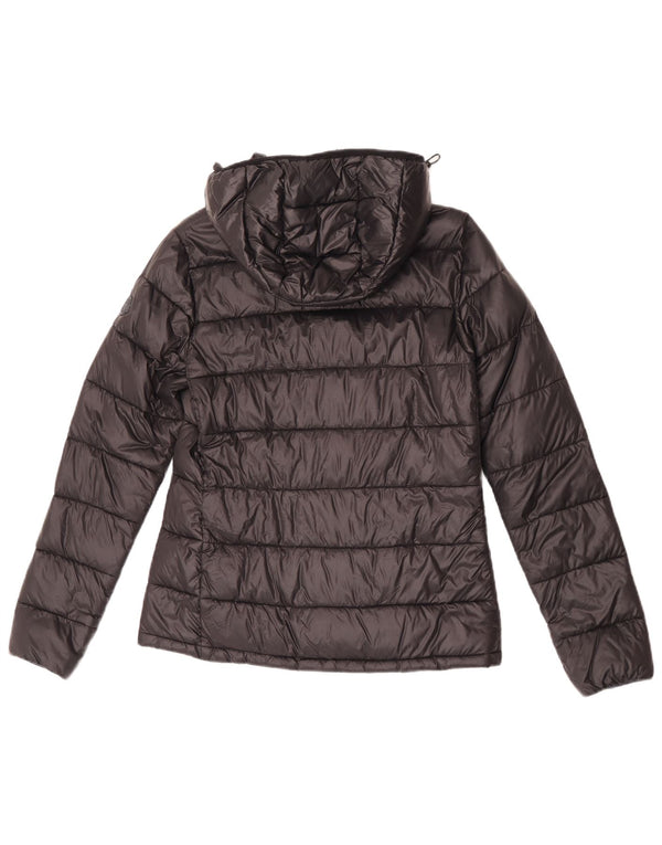 Best Company Veste matelassée à capuche pour femme UK 12 Medium Noir Nylon