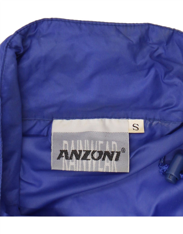 ANZONI Mens Pullover Hooded Rain Jacket UK 36 Small Blue Colourblock Vintage Anzoni and Second-Hand Anzoni from Messina Hembry 