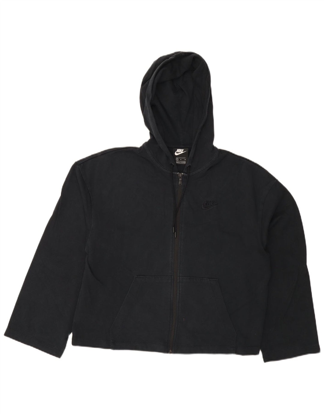 NIKE Pull à capuche zippé pour femme UK 12 Coton noir moyen